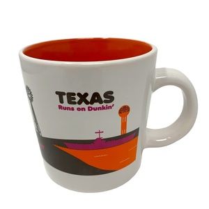 Dunkin’ Donuts Texas Mug “Texas Runs on Dunkin’” Orange Interior 14 oz